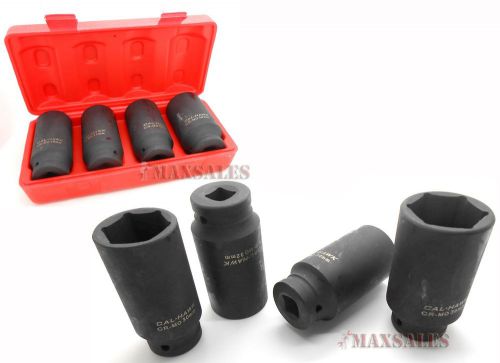 4pc 1/2&#034; dr. deep spindle axle nut socket set metric for sale