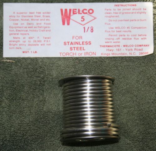WELCO #5 Solder 94/6 (94% Tin - 6% Silver) 1/8 Dia. 1 LB. Spool New - Old Stock