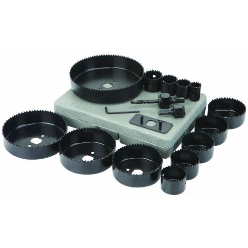 18pc carbon steel hole saw set cut smooth, precise holes in wood, plastic, pvc for sale