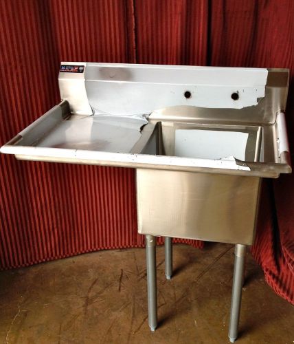 New food prep sink 18x18 left side drain board nsf 1 compartment stainless #1004 for sale