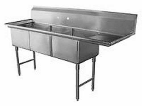 3 Compartment S/S Sink 15&#034;x15&#034; with Right Drainboard