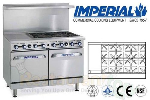 Imperial comm restaurant range 48&#034; w/ 12&#034; griddle 2 ovens propane ir-6-g12 for sale