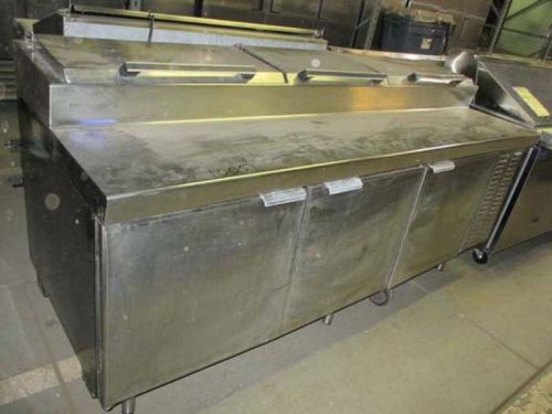 84&#034; stainless steel 3 door pizza prep tables with refrigerated base for sale