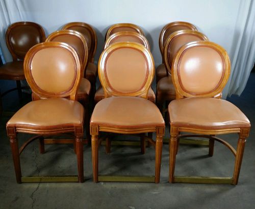 Lot 10 maple  wood frame restaurant chairs vinyl seat for sale