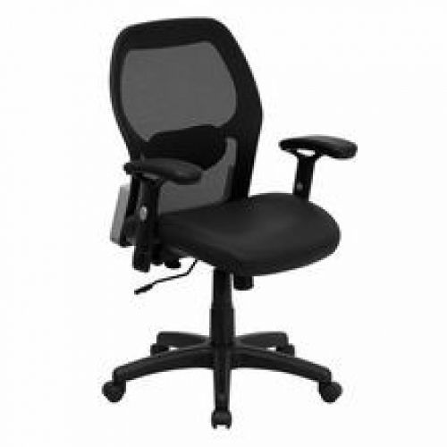 Flash Furniture LF-W42B-L-GG Mid-Back Super Mesh Office Chair with Black Italian