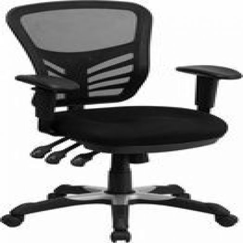 Flash Furniture HL-0001-GG Mid-Back Black Mesh Chair with Triple Paddle Control