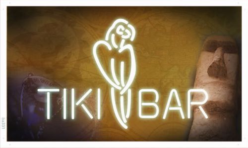 ba331 Tiki Bar Parrot OPEN Display NEW Banner Shop Sign
