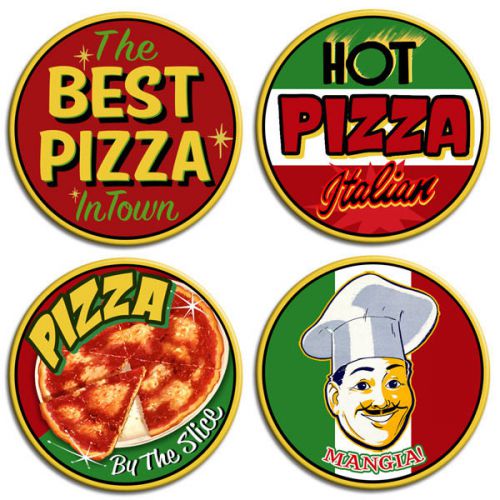 Retro Pizza Restaurant Fridge Magnets Set