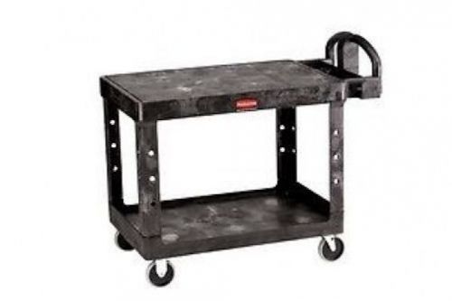 Rubbermaid FG452500BLA Flat 2-Shelf Utility Cart Heavy Duty