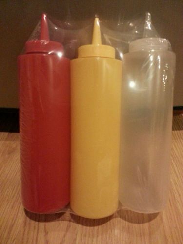 Plastic Sauce Bottles Set 8oz Red Yellow and Clear