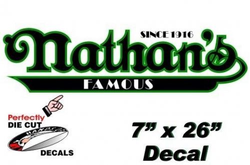 Nathan&#039;s famous hot dog 7&#039;&#039;x26&#039;&#039; decal for hot dog cart or concession stand for sale