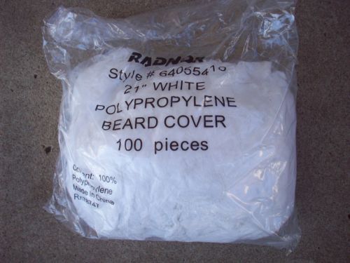 Radnor 21&#034; white polypropylene beard covers style no. 64055410 case lot 1000 pcs for sale