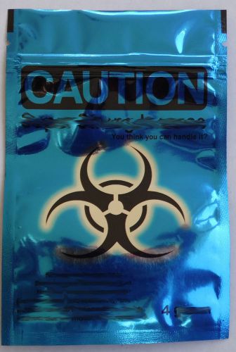 500* Caution Blue EMPTY ziplock bags (good for crafts incense jewelry)