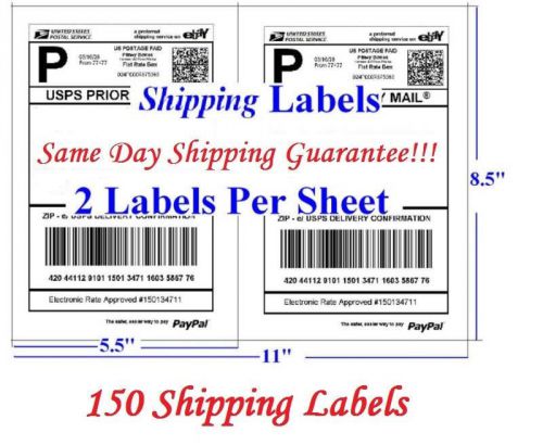 150 Self Adhesive Ebay Paypal Ship Labels 8.5x5.5 *Free Shipping*