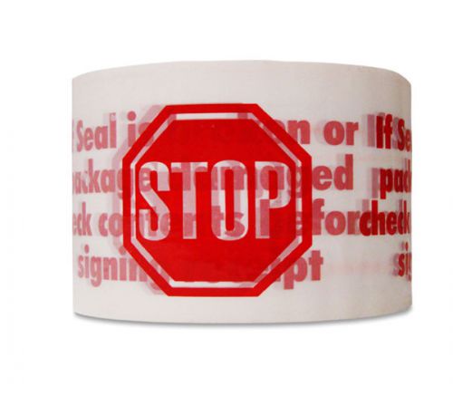 (24 Rolls) Printed Packing Stop Sign Tape 3&#034; x 110 Yards Carton Sealing 2 Mil