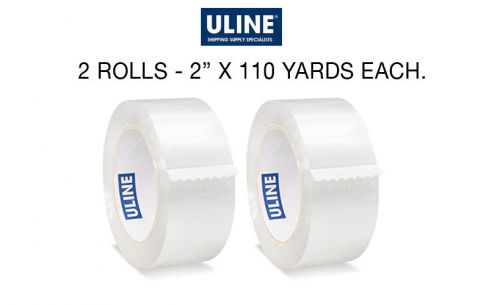 2 ROLLS Uline Clear Shipping Packing Tape 2&#034; by 110 Yards 1.8 Mil Moving Boxes