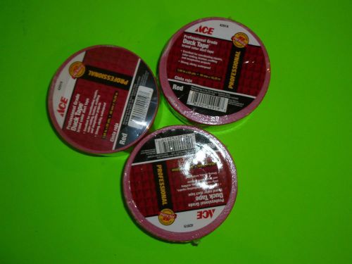 (3) Duck Colored Duct Tape, 1.88&#034; x 20 yds, 3&#034; Core, Red - DUC1265014