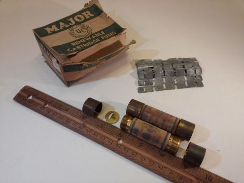 Major 40 amp 250 volt Fuses Cartridges Renewable tru lag gem vintage antique old