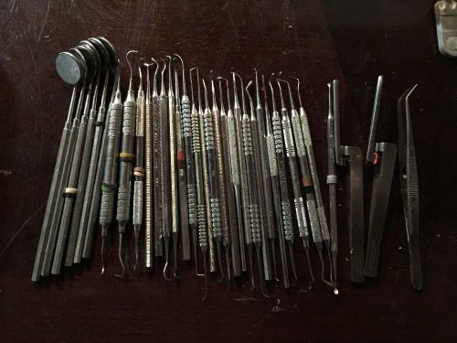 Lot Of 34 Dental Hand Pieces Tools And Mirrors