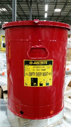 Justrite Oily Waste Can, 21 gallon (80L), hand-operated cover- Red