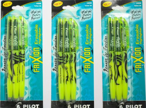 New Pilot Frixion Light Erasable Yellow Highlighters 3 pack of 3 a total of 9!