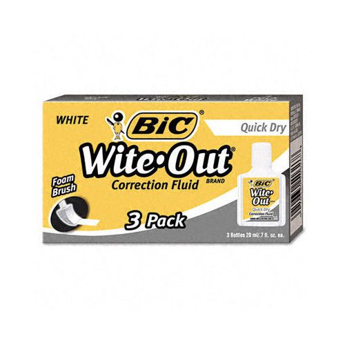 Bic corporation 20 ml bottle wite-out quick dry correction fluid (3/pack) for sale