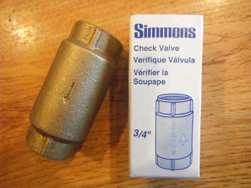 Brass Check Valve, 3/4&#034; Simmons Mfg. 502SB Lead free - New in Box, Made in USA!
