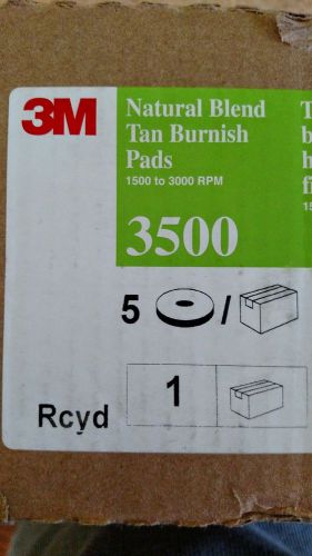 3m 3500 70-0705-0208-6 natural blend tan 19&#034; burnish pads 5/box free shipping for sale