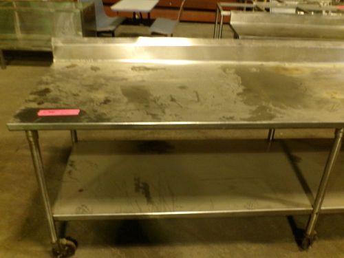 Stainless Steel Prep Table, 10 ft,  on wheels with backsplash &amp; underneath shelf