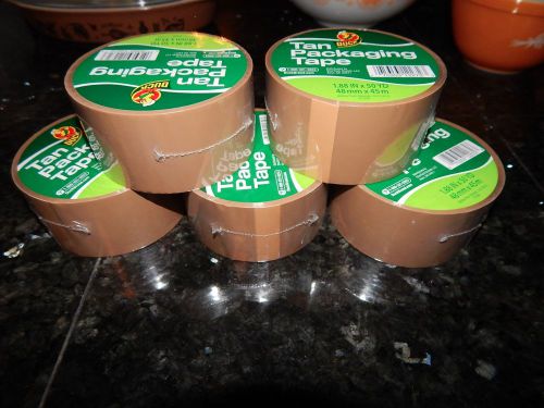 Lot 5 Rolls Tan Brown Duck Tape Packing / Shipping Tape 1.88&#034;x 50 yds.