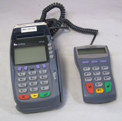 VeriFone VX 570 &amp; PINpad 10008E Point Of Sale Credit Debit Card Reader Terminal