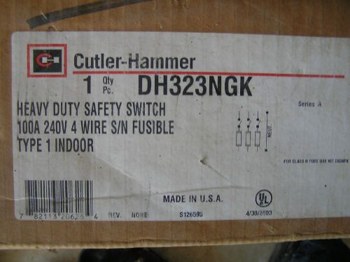 CUTLER HAMMER DH323NGK 100Amp 240 volt 3ph  Fusible Safety Disconnect