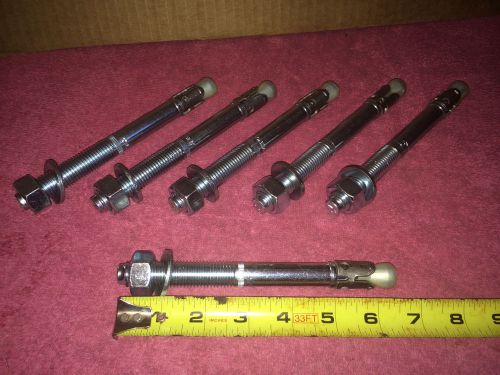 **NEW** LOTS OF (6) 5/8&#034; X 5&#034; THUNDER STUD CONCRETE ANCHORS NUTS &amp; WASHERS