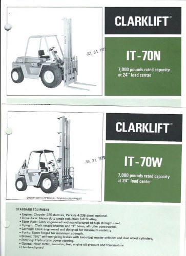 Fork Lift Truck Brochure - Clark - IT 70 N W - 7,000 lb - c1973 - 2 item (LT165)