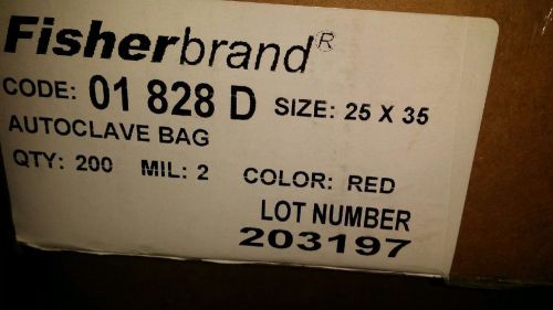 (200 COUNT) FISHER AUTOCLAVE BAG RED STERILIZATION 25 X 35 2MIL  MEDICAL LAB NEW