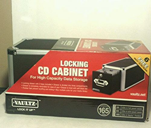 New! vaultz cd cabinet holds 165 cds secure w/ key lock vz01173 for sale