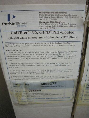 Perkin elmer 6005277 unifilter gf-b pei coated 96 well microplates 2 cases (100) for sale