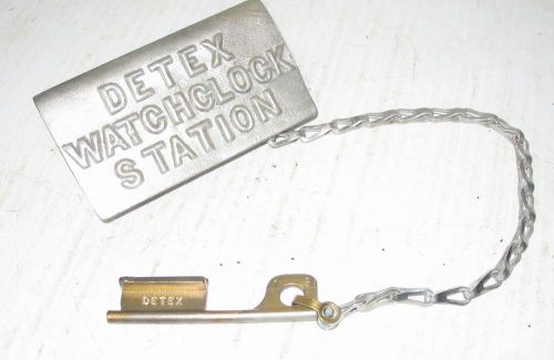 Vintage DETEX Watchclock Station Cast Aluminum with Key on Chain - Unused NOS