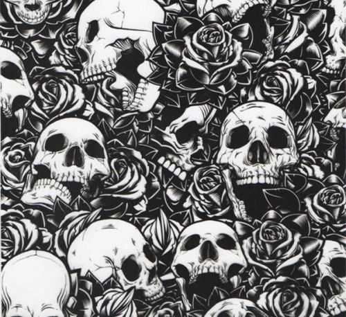 HYDROGRAPHIC WATER TRANSFER PRINT HYDRO DIPPING FILM dip ROSE SKULL DEATH Black