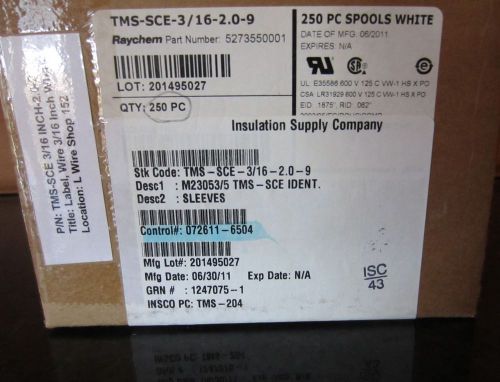 Raychem TMS SCE 3/16 2.0 -9  White Marker Sleeves PN# 5273550001 250 PC Spool