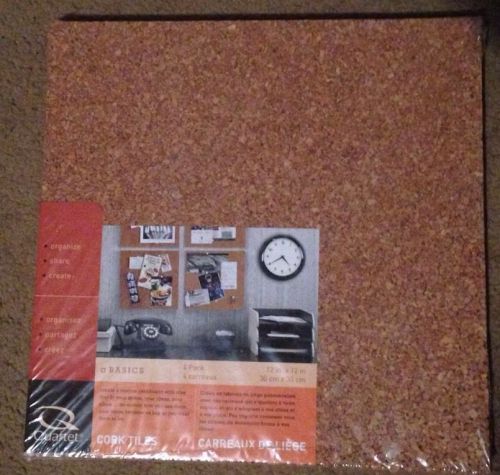 Quartet Cork Tiles, 12 x 12 Inches, Brown, 4 Pack C72