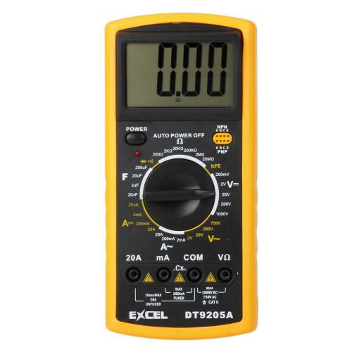 Digital multimeter voltmeter ammeter ohmmeter ohm tester excel dt9205a b0221 for sale