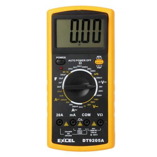 Digital Multimeter Voltmeter Ammeter Ohmmeter OHM Tester EXCEL DT9205A B0221