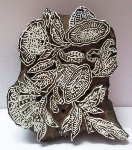 WOOD HAND CARVED TEXTILE PRINTING ON FABRIC BLOCK STAMP VINTAGE PRINT DESIGN 03