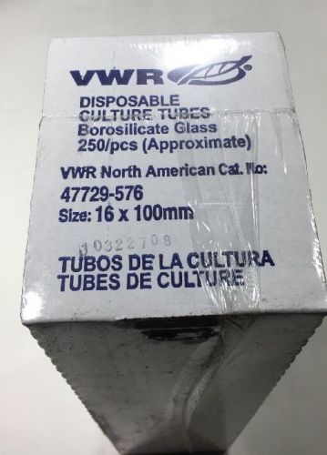VWR 47729-576 Disposable Culture Tubes Borosilicate Glass Qty-250 16x100mm