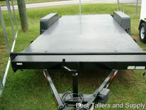 18&#039; 7K Steel Deck CarHauler Equipment Utility Trailer w removable fender and LED