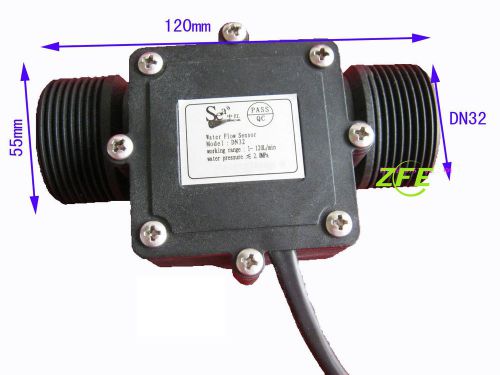 G1-1/4&#034; 1.25&#034; Water Flow Hall Sensor Switch Gauges Flowmeter Counter 1-120L/min