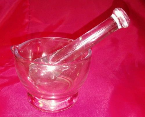 Clear Glass Mortar and Pestle Age Unknown for Medicine, Lab, or Kitchen