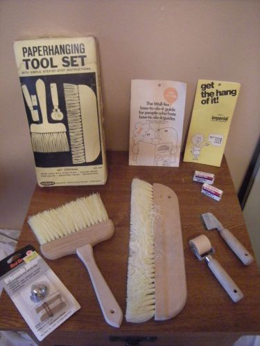 11 pc. warners paperhanging set brushes, razor, plumb bob, roller, paint guides for sale