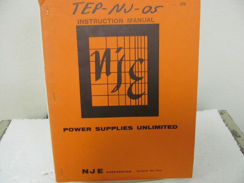 NJE Corp. SS-32-3 Solid State Transistorized Regulated Power Supply Instr Manual